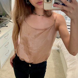 Aritzia Gold Silk Tank Cami